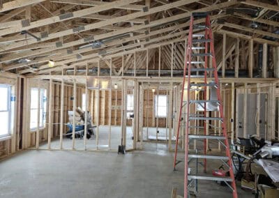 A spacious room under construction and ready for electrical work